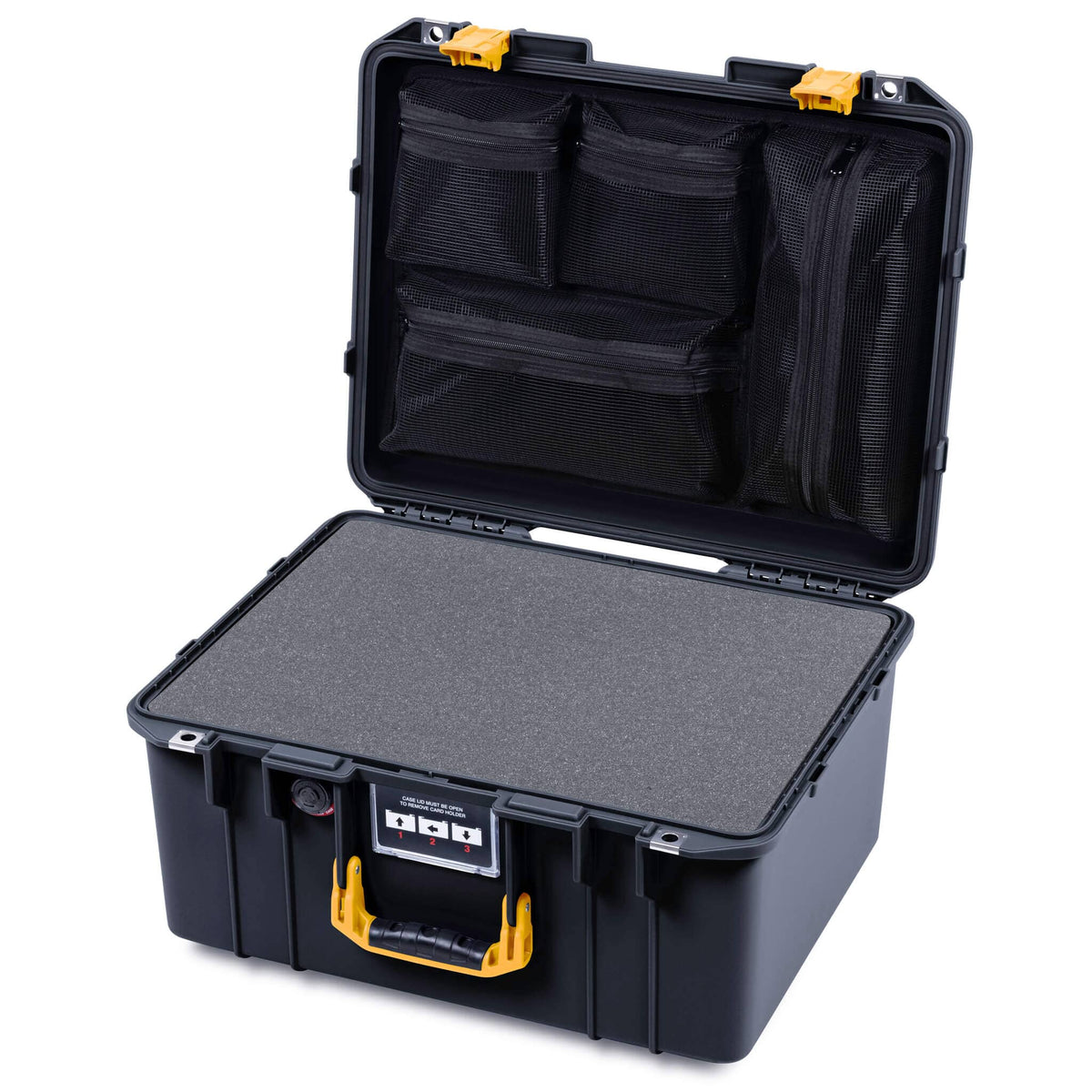 Pelican 1557 Air Case, Black with Yellow Handle &amp; Latches ColorCase 
