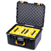 Pelican 1557 Air Case, Black with Yellow Handle & Latches ColorCase