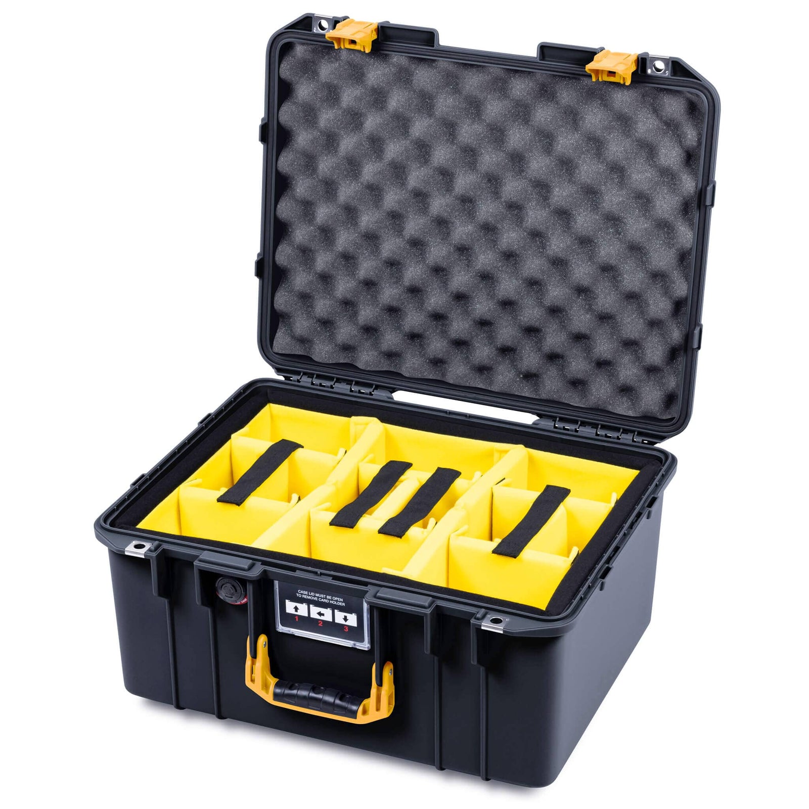 Pelican 1557 Air Case, Black with Yellow Handle & Latches ColorCase 