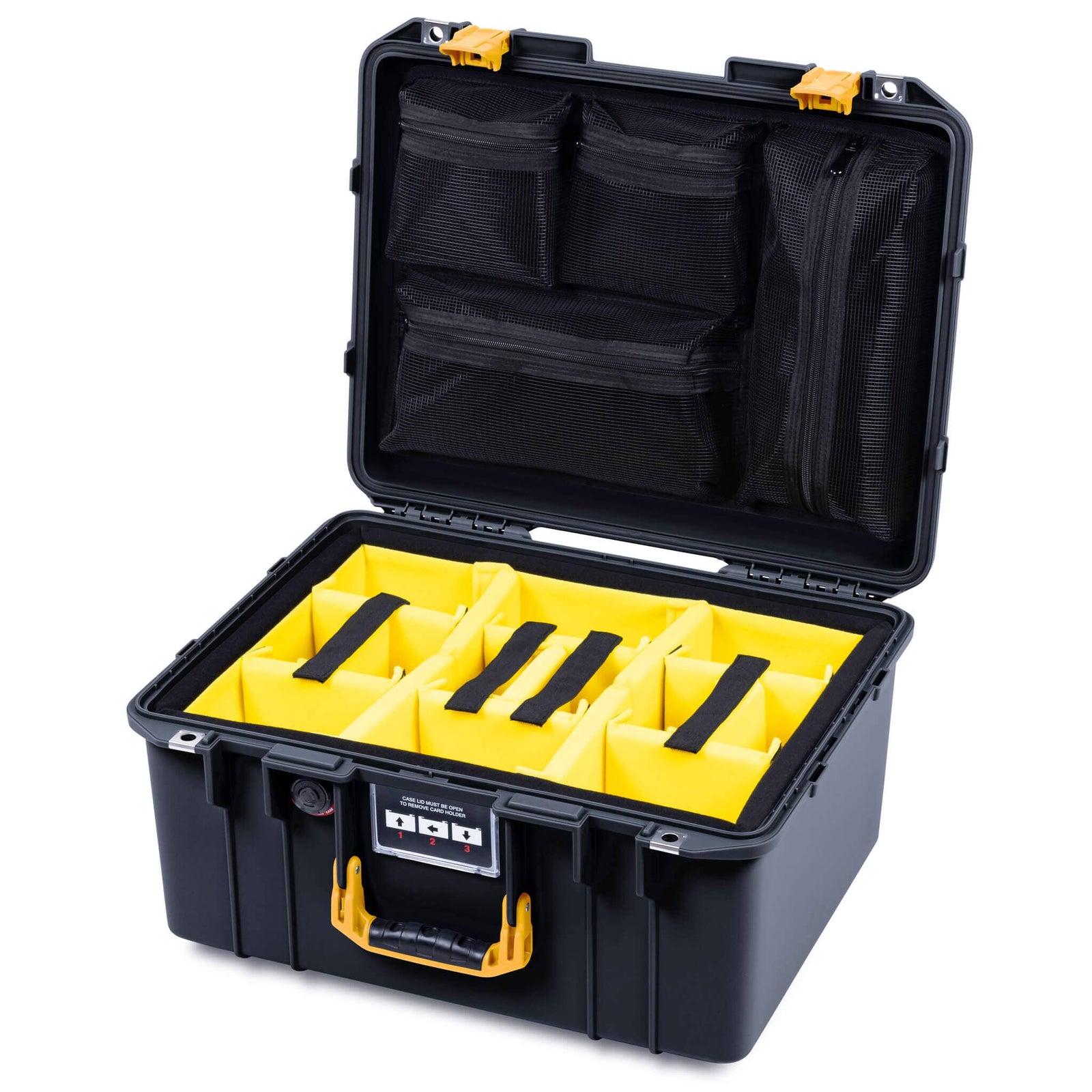 Pelican 1557 Air Case, Black with Yellow Handle & Latches ColorCase 