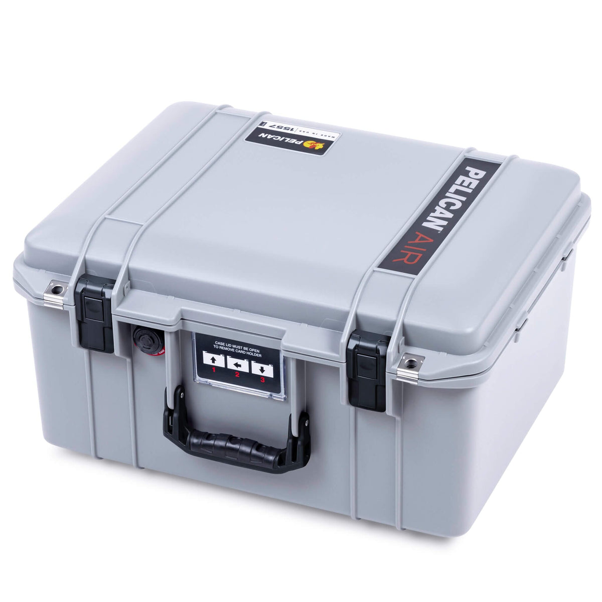 Pelican 1557 Air Case, Silver with Black Handle &amp; Latches ColorCase 