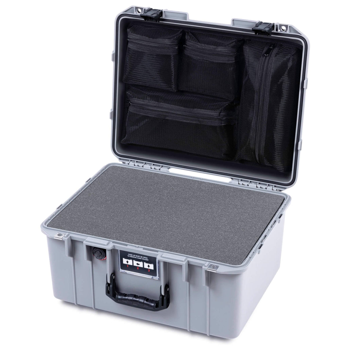 Pelican 1557 Air Case, Silver with Black Handle &amp; Latches ColorCase 