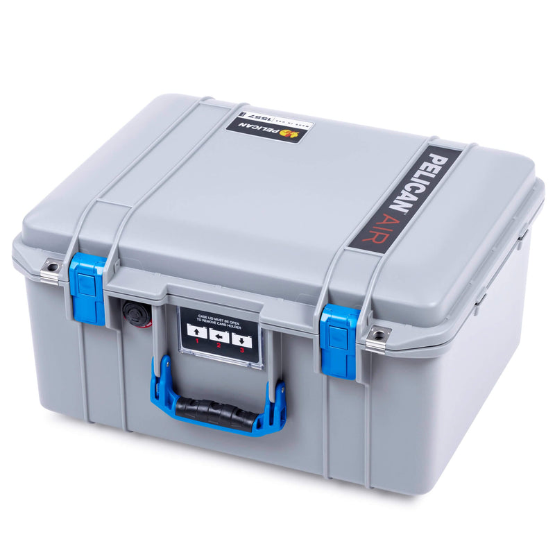 Pelican 1557 Air Case, Silver with Blue Handle & Latches ColorCase 