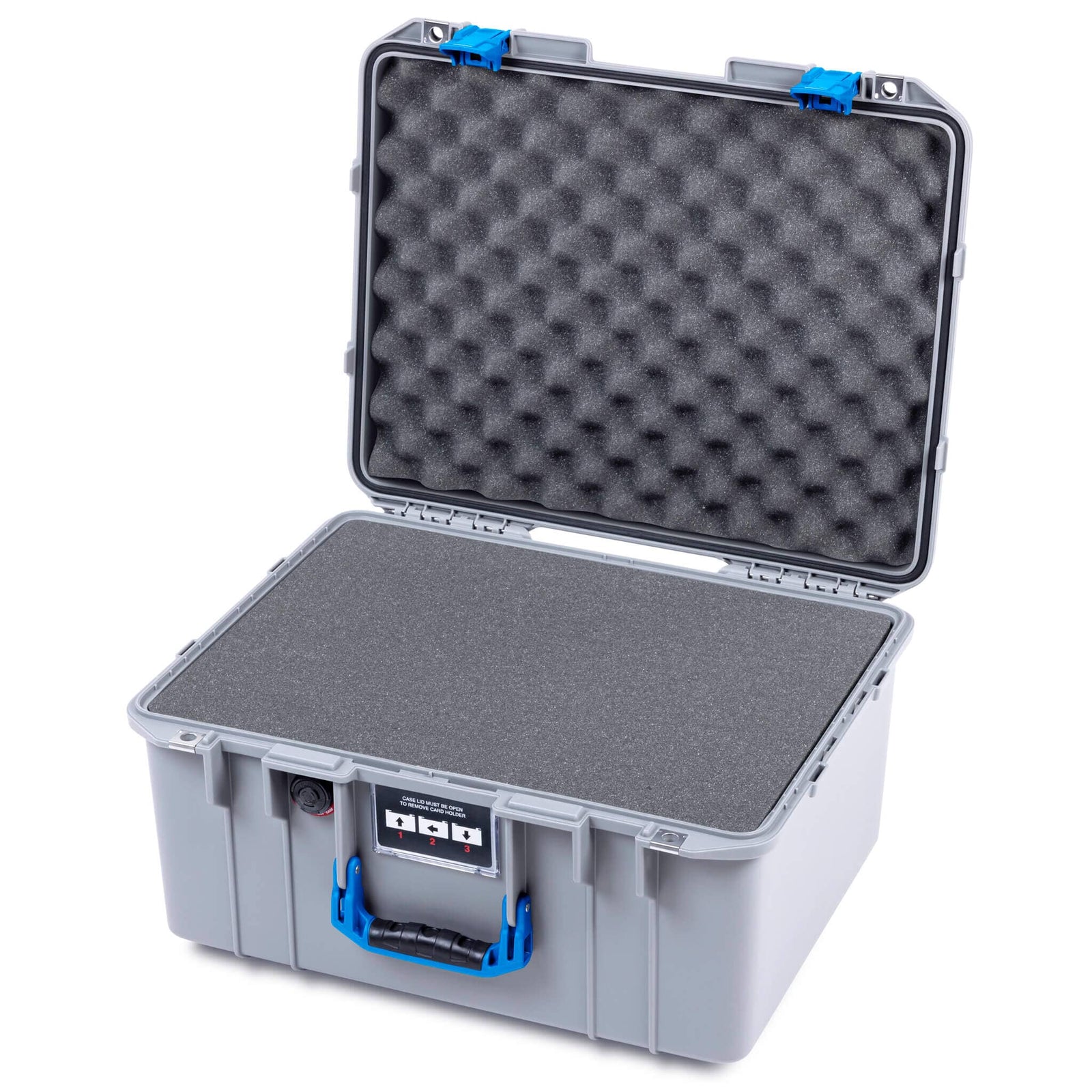 Pelican 1557 Air Case, Silver with Blue Handle & Latches ColorCase 