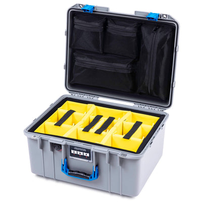 Pelican 1557 Air Case, Silver with Blue Handle & Latches ColorCase