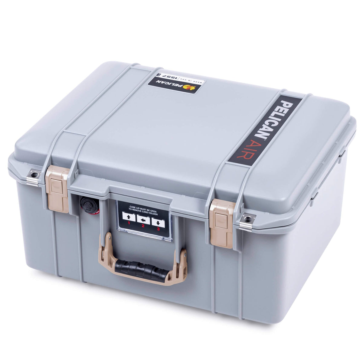 Pelican 1557 Air Case, Silver with Desert Tan Handle &amp; Latches ColorCase 