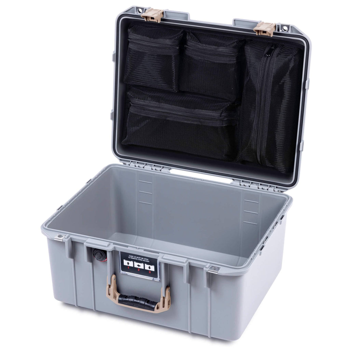 Pelican 1557 Air Case, Silver with Desert Tan Handle &amp; Latches ColorCase 