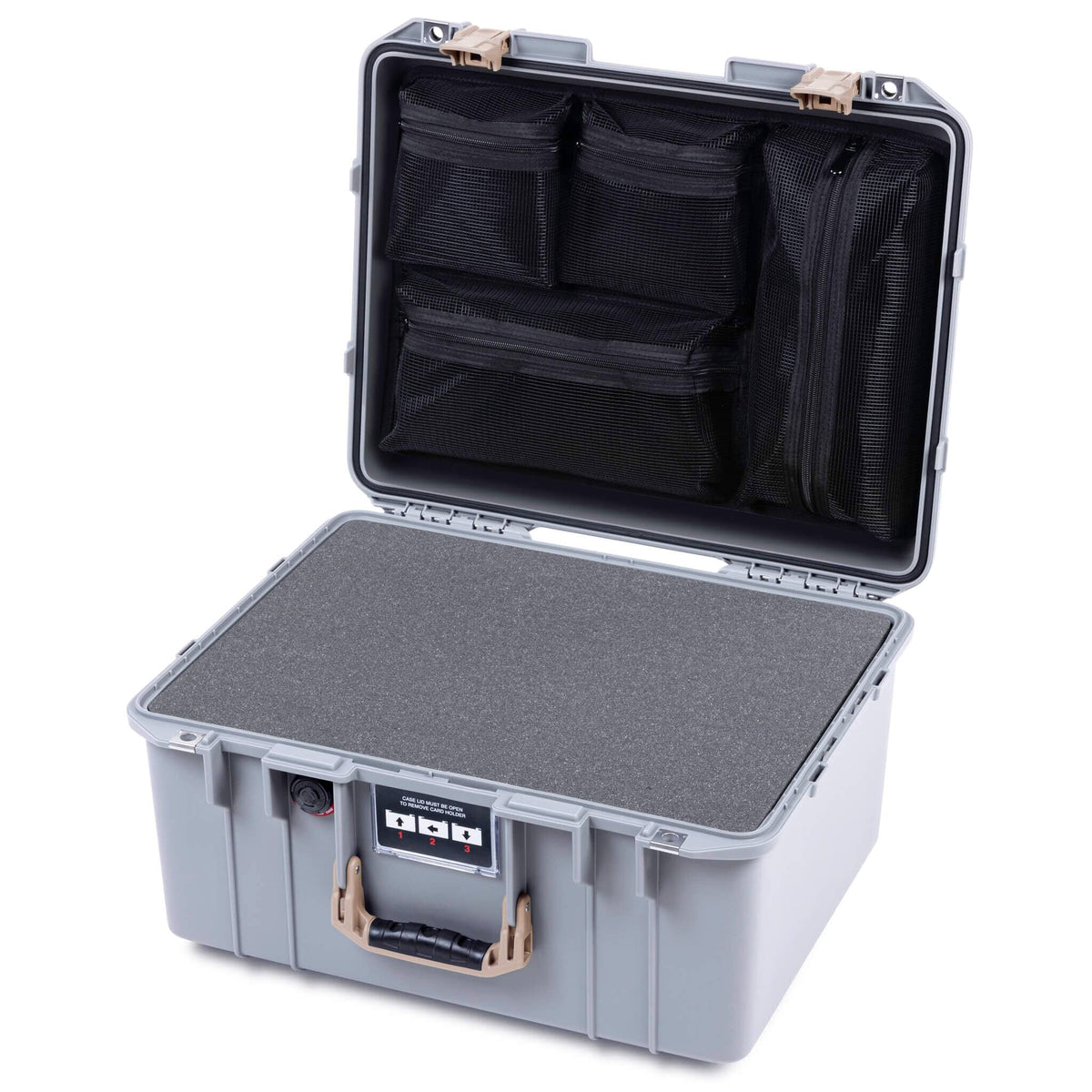 Pelican 1557 Air Case, Silver with Desert Tan Handle &amp; Latches ColorCase 