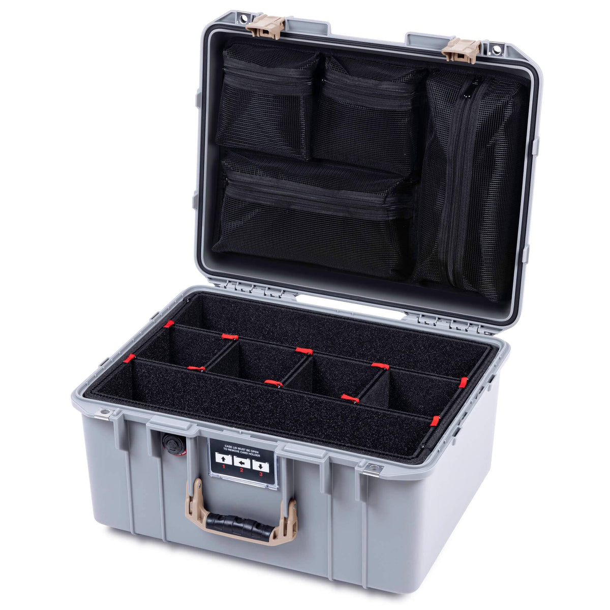Pelican 1557 Air Case, Silver with Desert Tan Handle &amp; Latches ColorCase 
