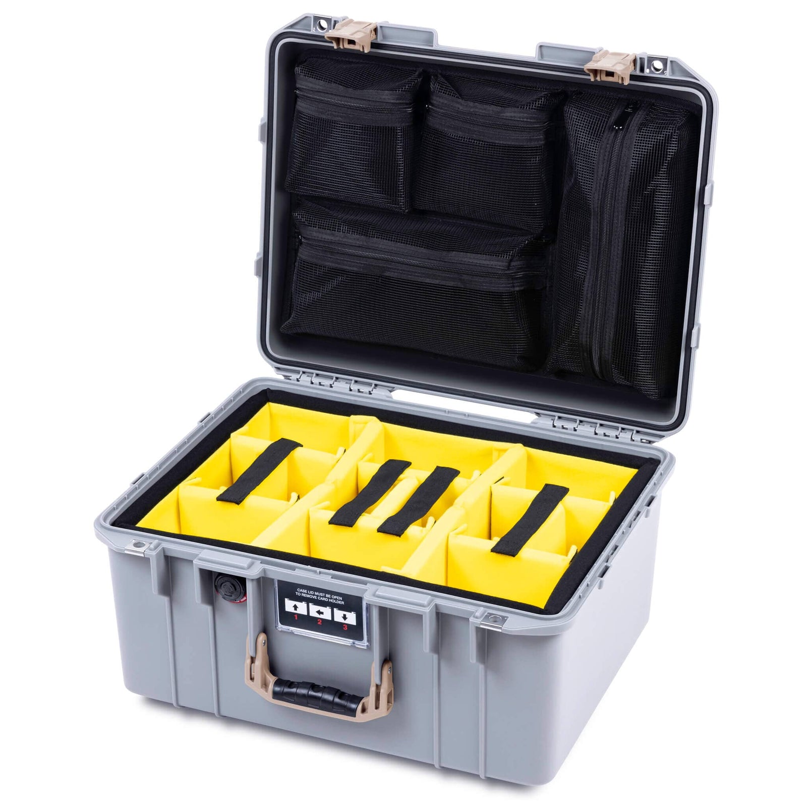 Pelican 1557 Air Case, Silver with Desert Tan Handle & Latches ColorCase 