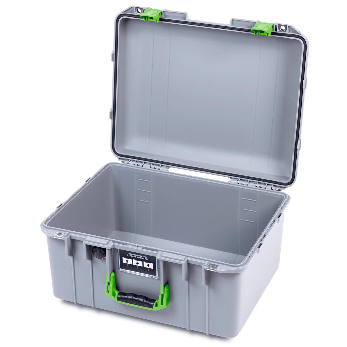 Pelican 1557 Air Case, Silver with Lime Green Handle &amp; Latches ColorCase 