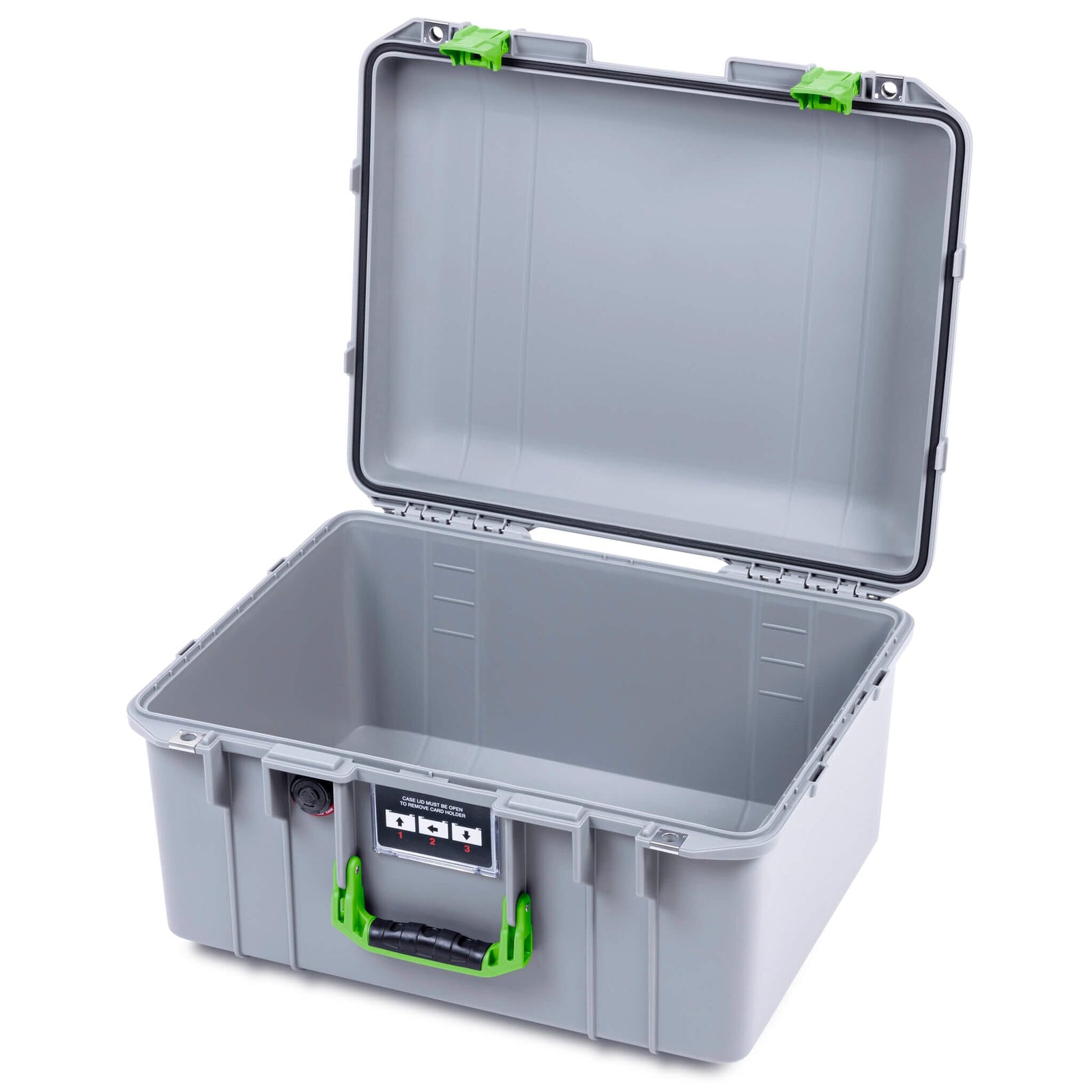 Pelican 1557 Air Case, Silver with Lime Green Handle & Latches ColorCase 