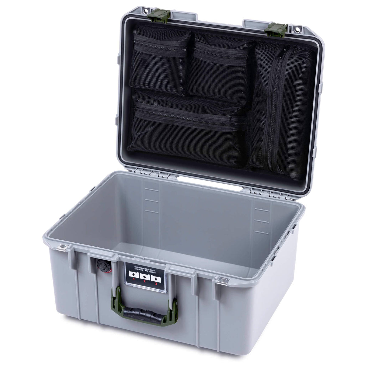 Pelican 1557 Air Case, Silver with OD Green Handle &amp; Latches ColorCase 