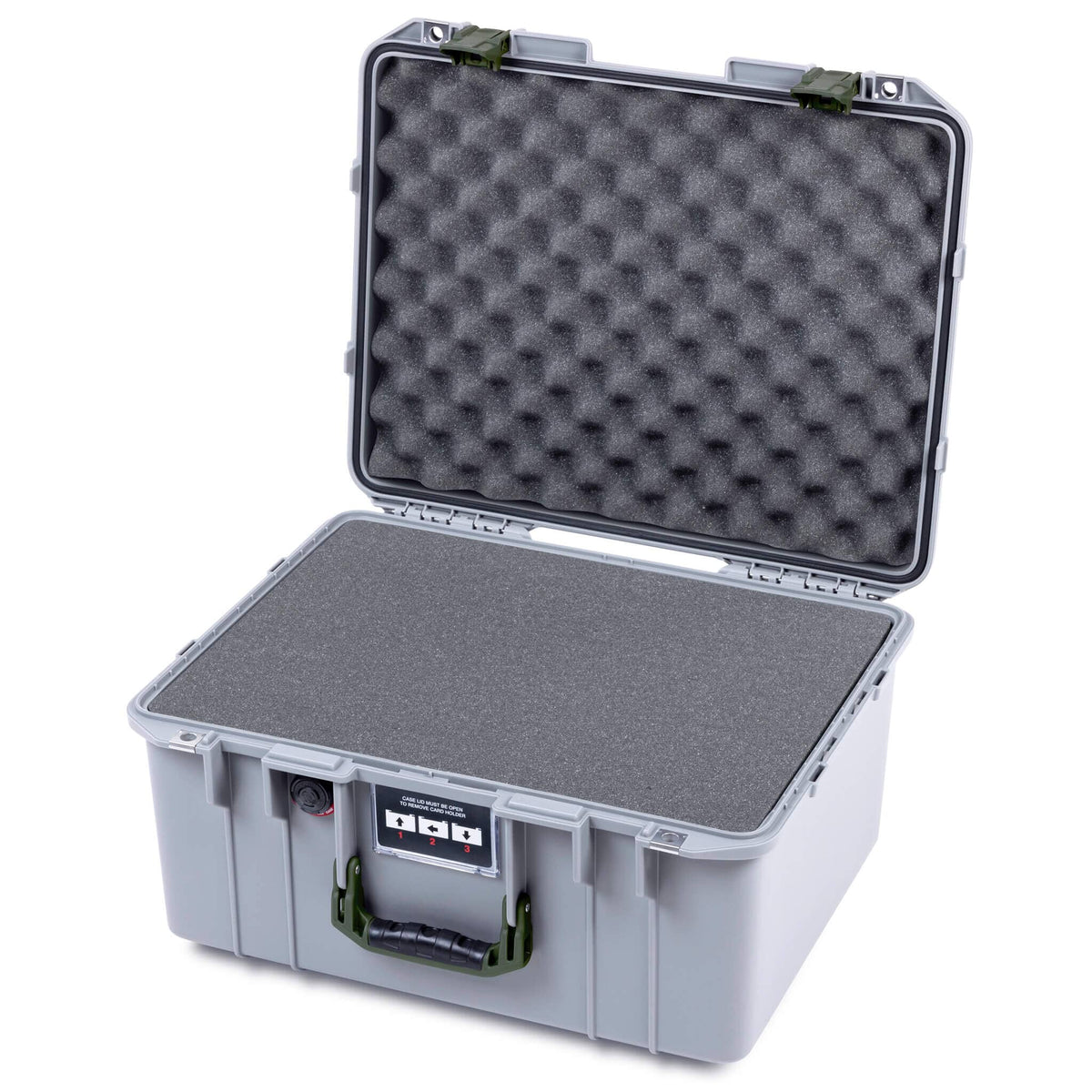 Pelican 1557 Air Case, Silver with OD Green Handle &amp; Latches ColorCase 