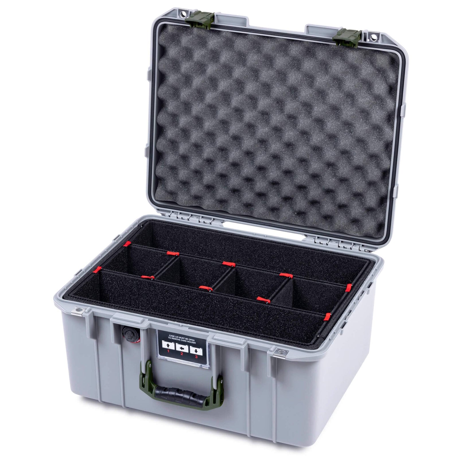 Pelican 1557 Air Case, Silver with OD Green Handle & Latches ColorCase 