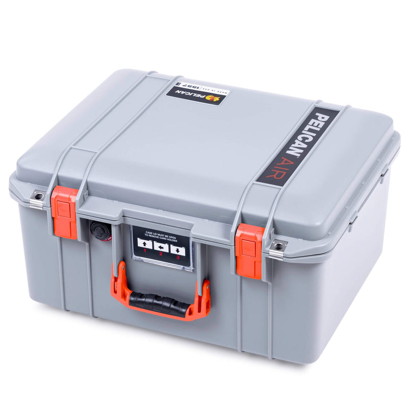 Pelican 1557 Air Case, Silver with Orange Handle & Latches ColorCase 
