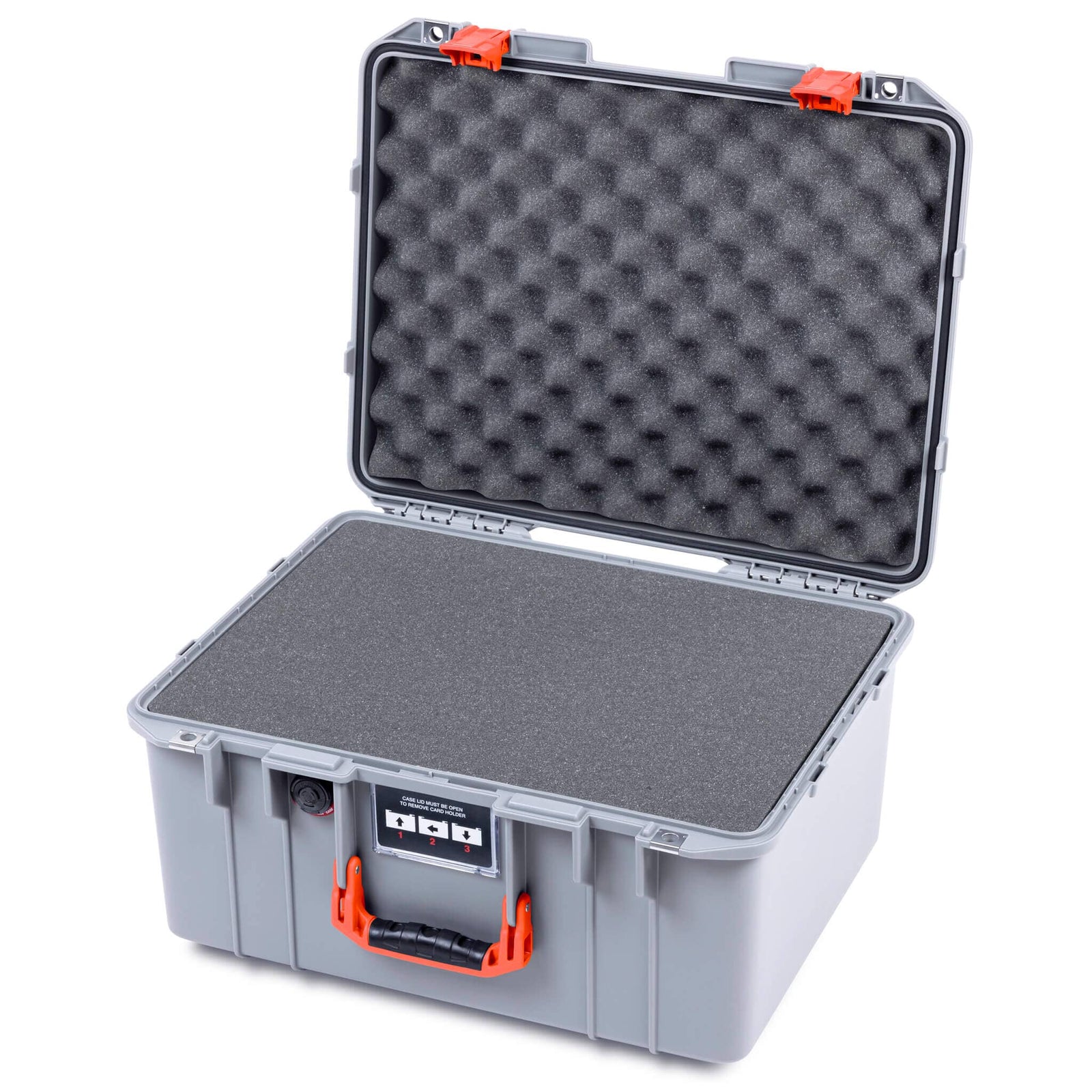 Pelican 1557 Air Case, Silver with Orange Handle & Latches ColorCase 