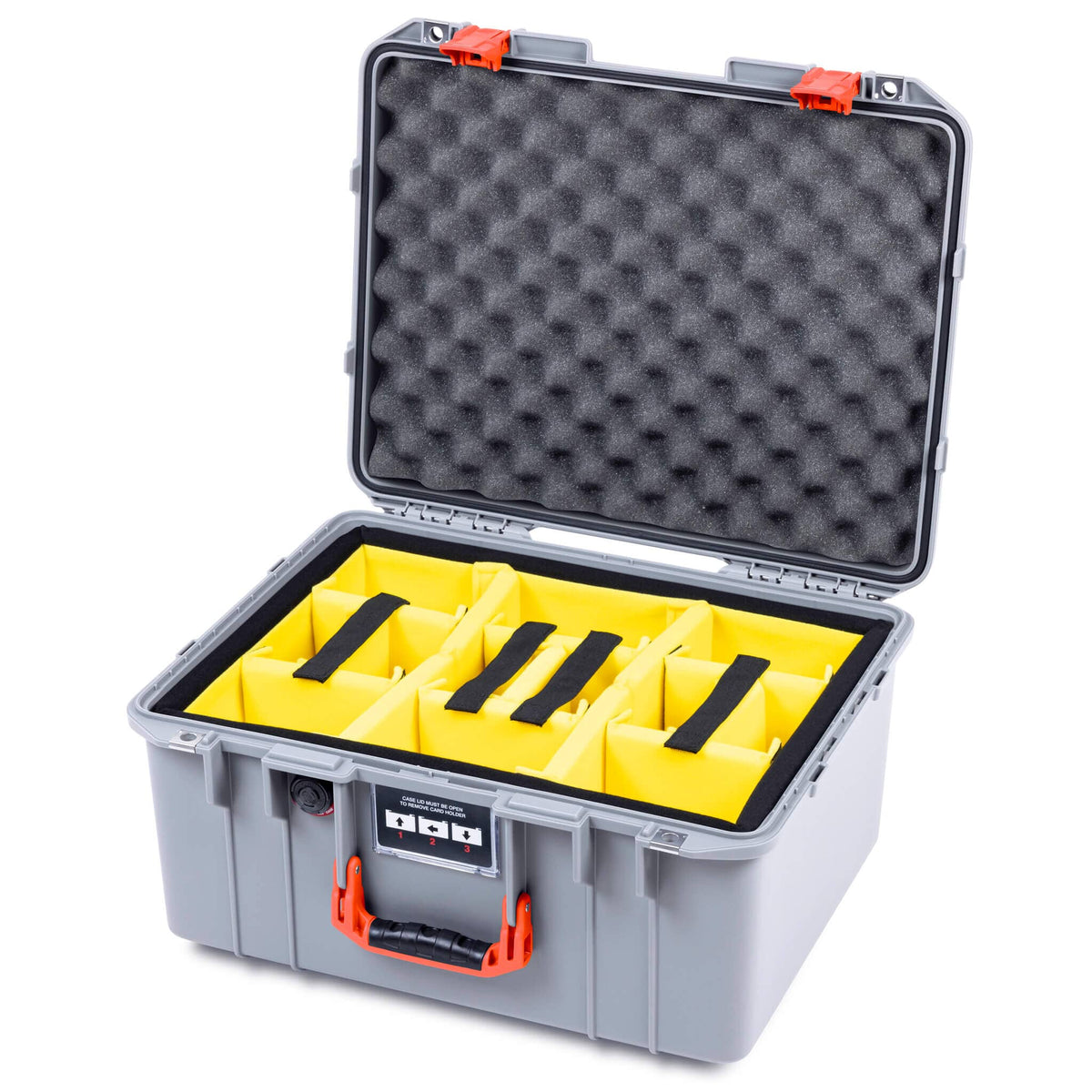 Pelican 1557 Air Case, Silver with Orange Handle &amp; Latches ColorCase 