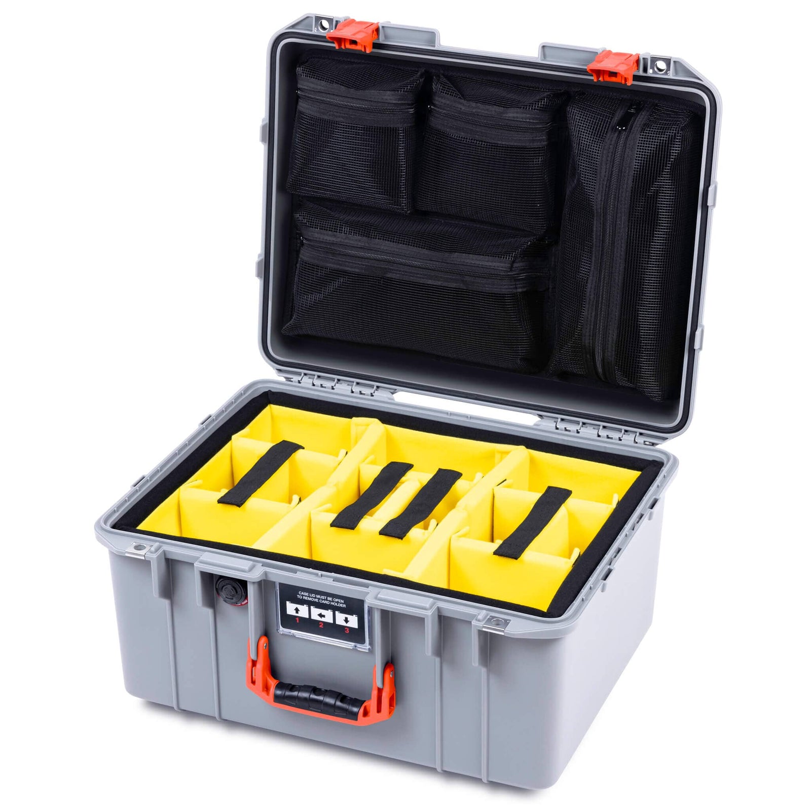 Pelican 1557 Air Case, Silver with Orange Handle & Latches ColorCase 