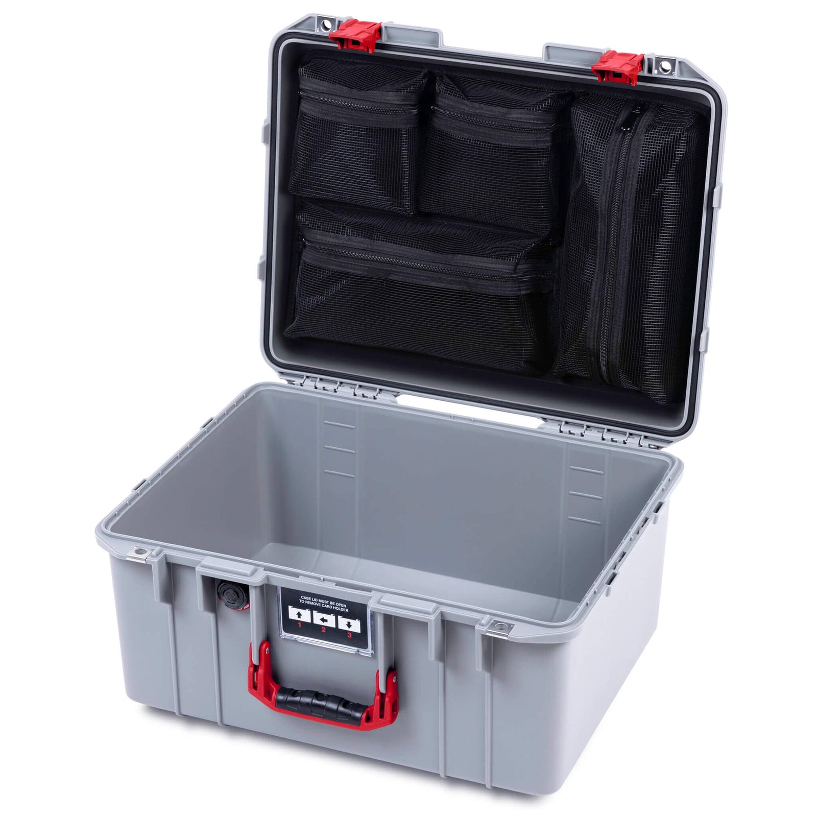 Pelican 1557 Air Case, Silver with Red Handle & Latches ColorCase 
