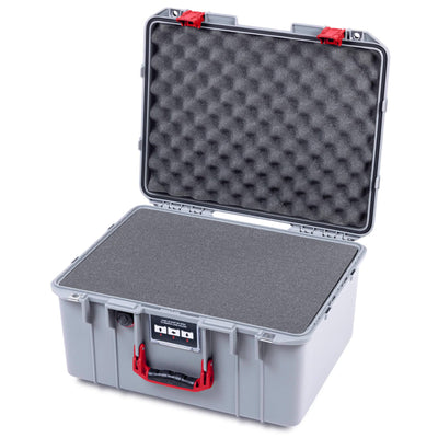 Pelican 1557 Air Case, Silver with Red Handle & Latches ColorCase