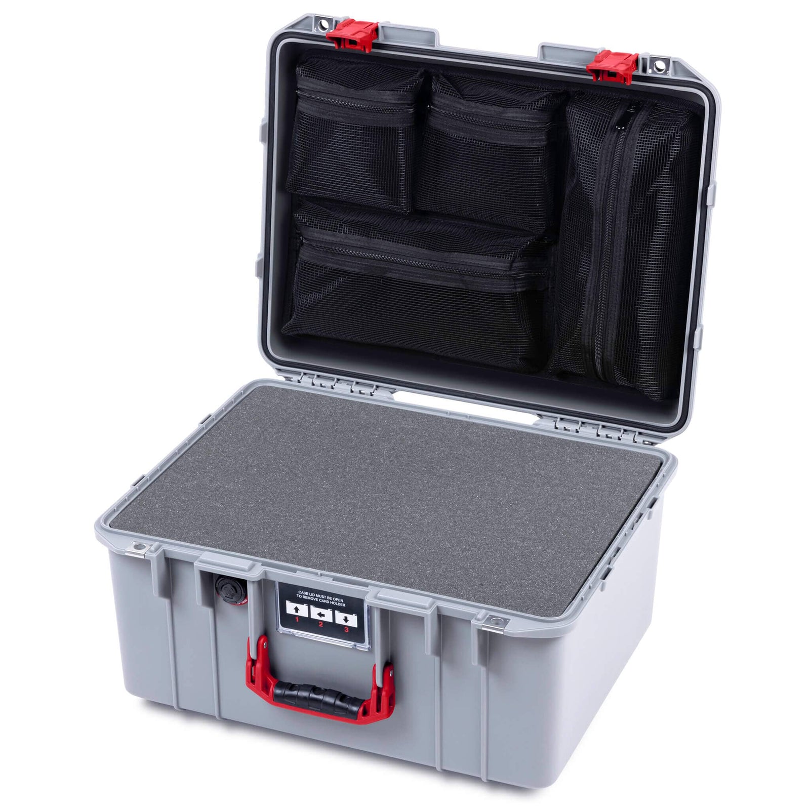 Pelican 1557 Air Case, Silver with Red Handle & Latches ColorCase 
