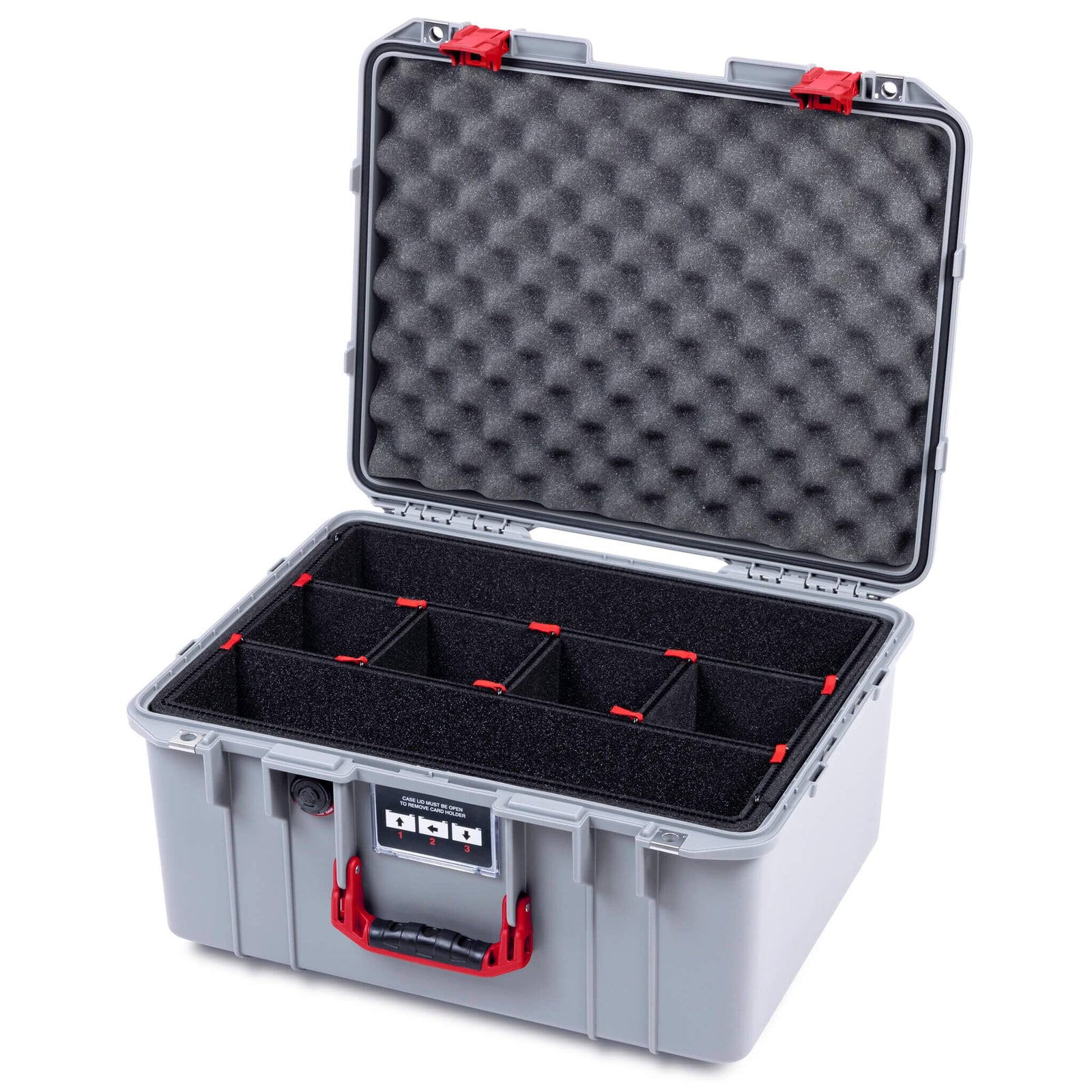 Pelican 1557 Air Case, Silver with Red Handle & Latches ColorCase 