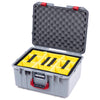 Pelican 1557 Air Case, Silver with Red Handle & Latches ColorCase