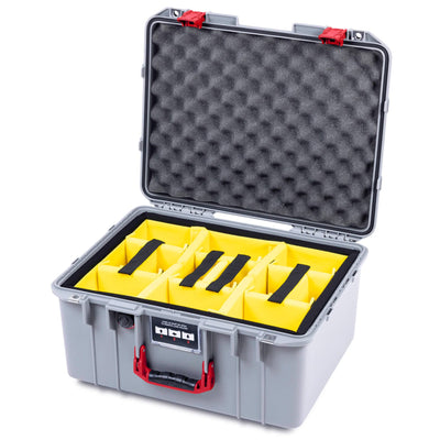 Pelican 1557 Air Case, Silver with Red Handle & Latches ColorCase