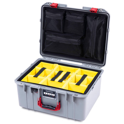 Pelican 1557 Air Case, Silver with Red Handle & Latches ColorCase