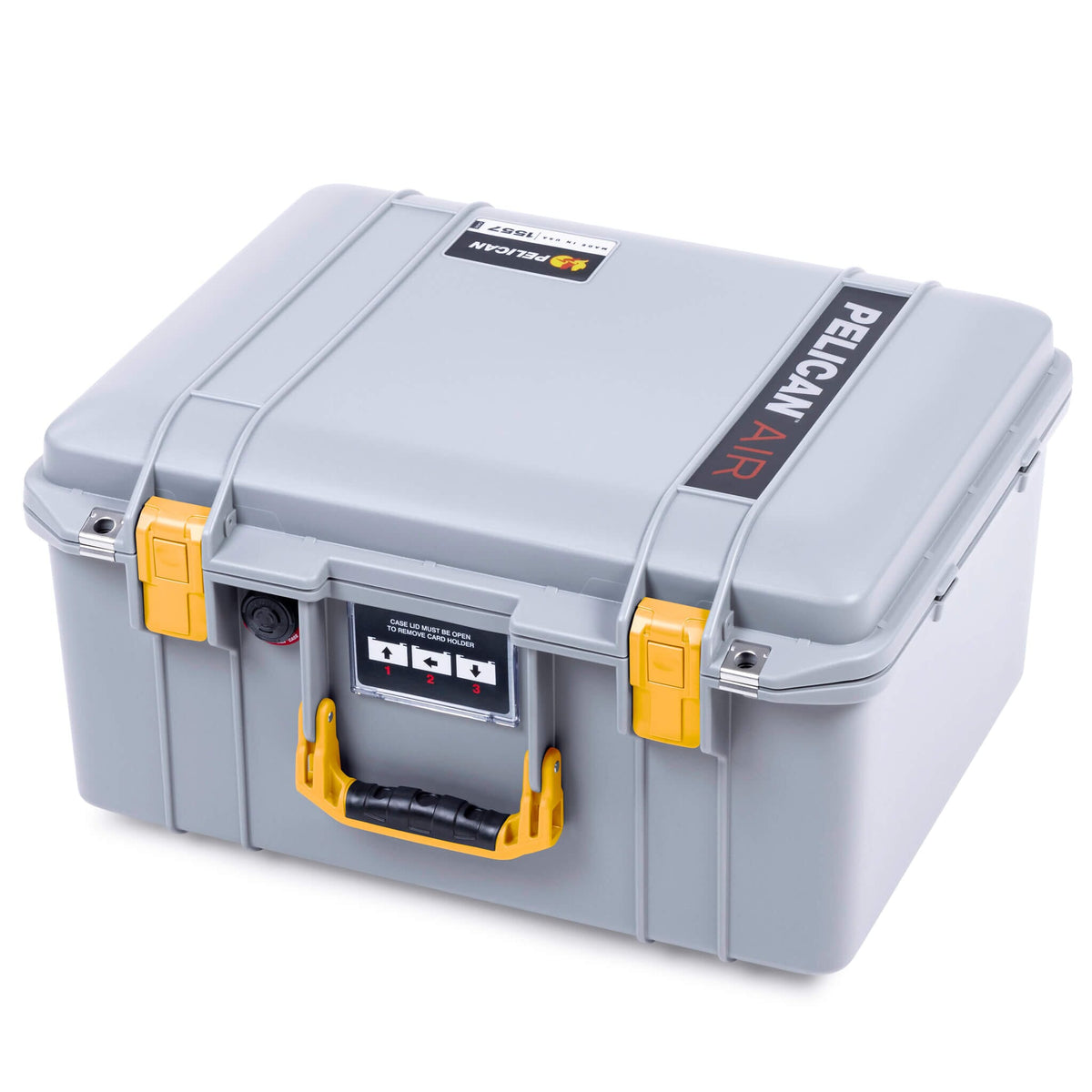 Pelican 1557 Air Case, Silver with Yellow Handle &amp; Latches ColorCase 