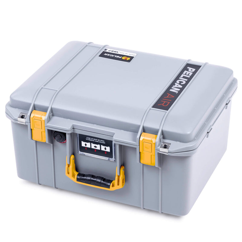 Pelican 1557 Air Case, Silver with Yellow Handle & Latches ColorCase 