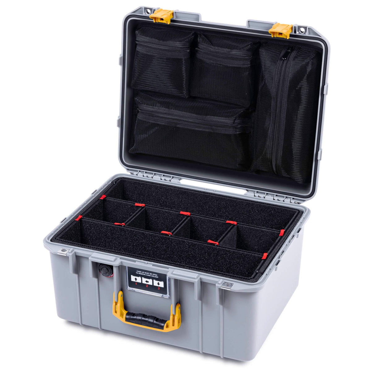 Pelican 1557 Air Case, Silver with Yellow Handle &amp; Latches ColorCase 