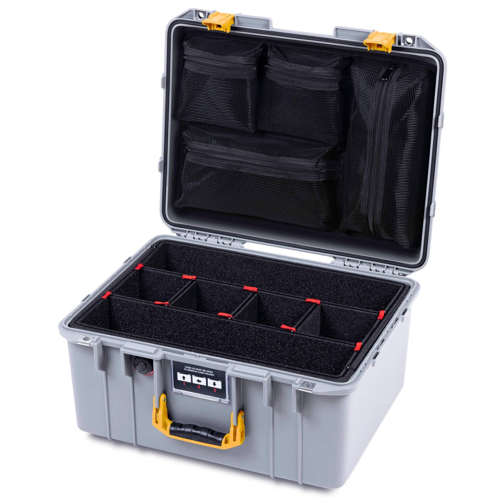 Pelican 1557 Air Case, Silver with Yellow Handle & Latches ColorCase 