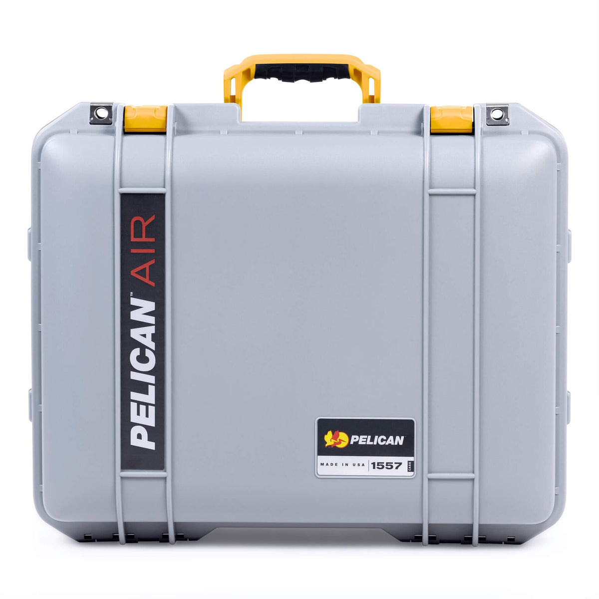 Pelican 1557 Air Case, Silver with Yellow Handle &amp; Latches ColorCase 