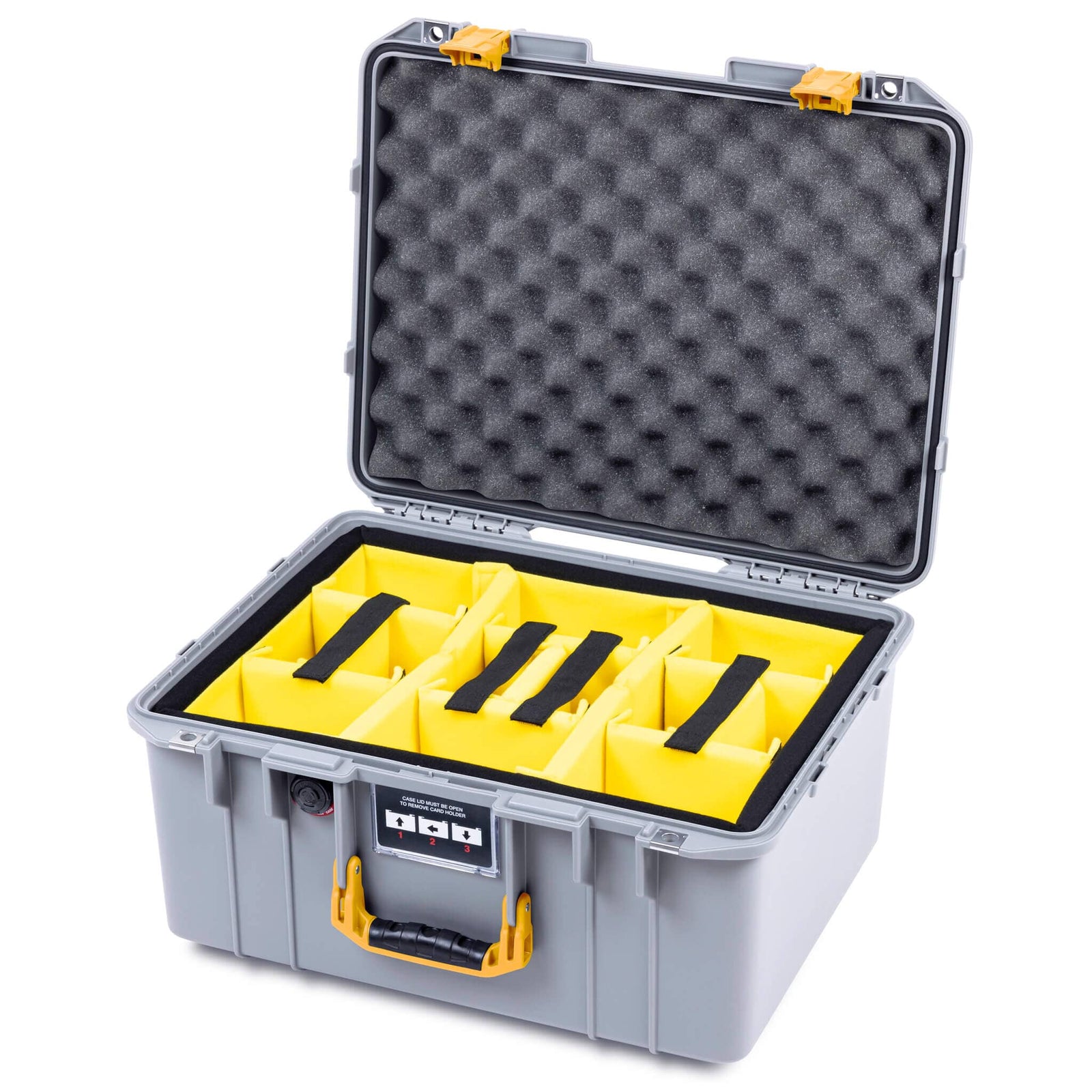 Pelican 1557 Air Case, Silver with Yellow Handle & Latches ColorCase 