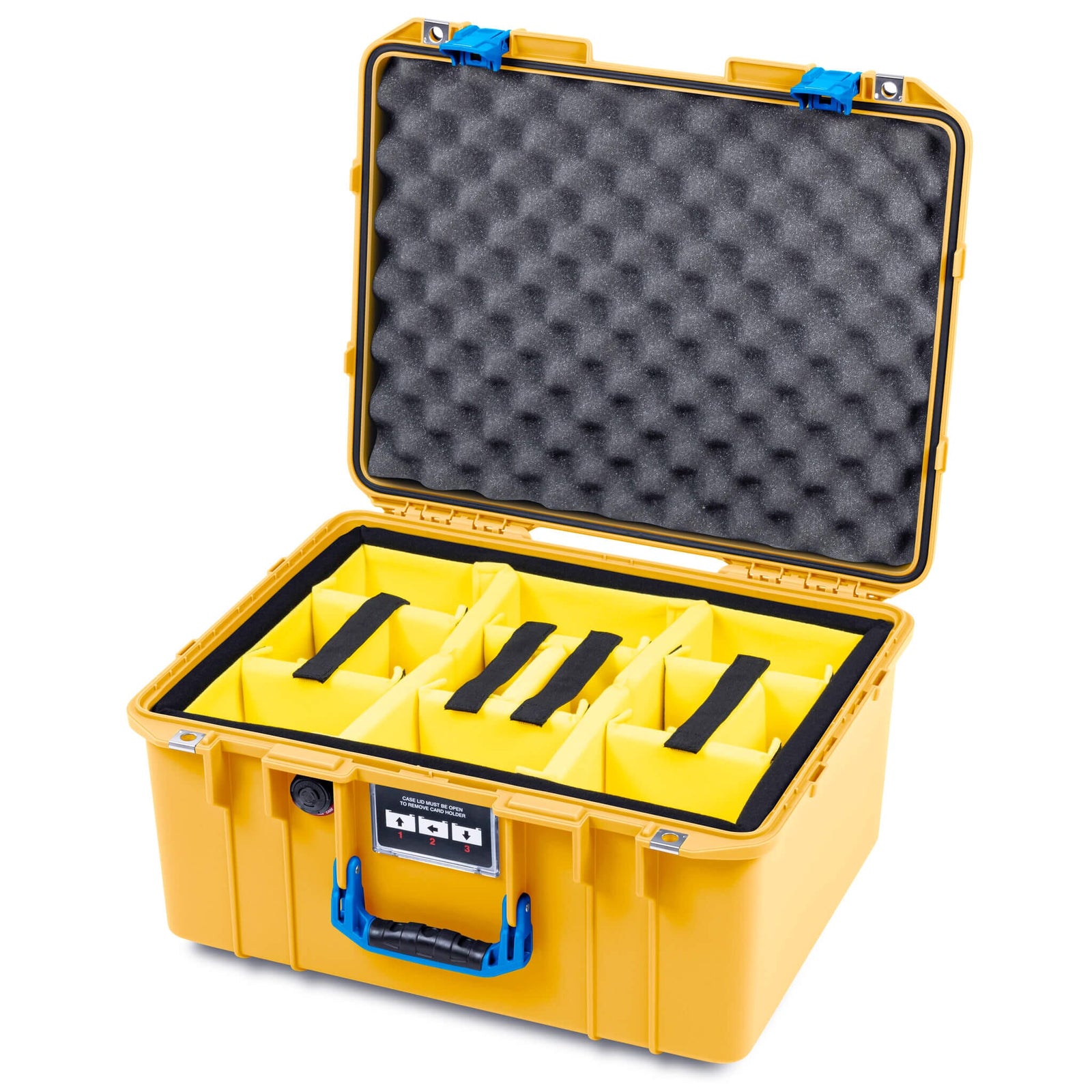 Pelican 1557 Air Case, Yellow with Blue Handle & Latches ColorCase 