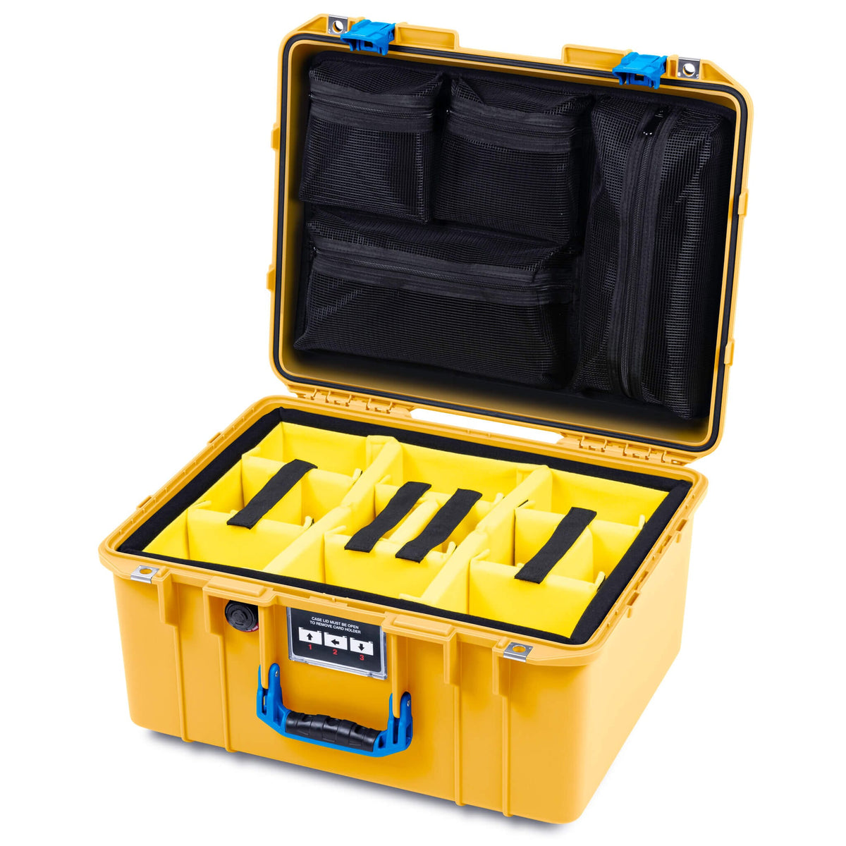 Pelican 1557 Air Case, Yellow with Blue Handle &amp; Latches ColorCase 