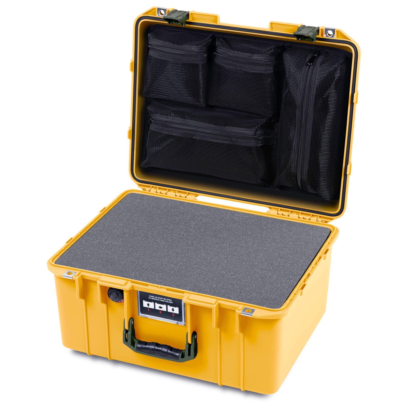 Pelican 1557 Air Case, Yellow with OD Green Handle & Latches ColorCase 