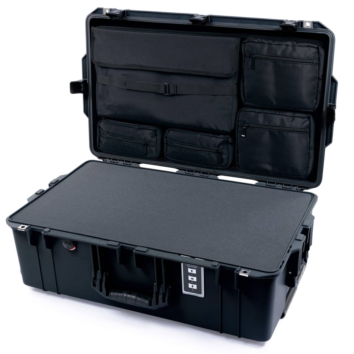 Pelican 1595 Air Case, Black Pick &amp; Pluck Foam with Laptop Computer Lid Pouch ColorCase 015950-0201-110-110