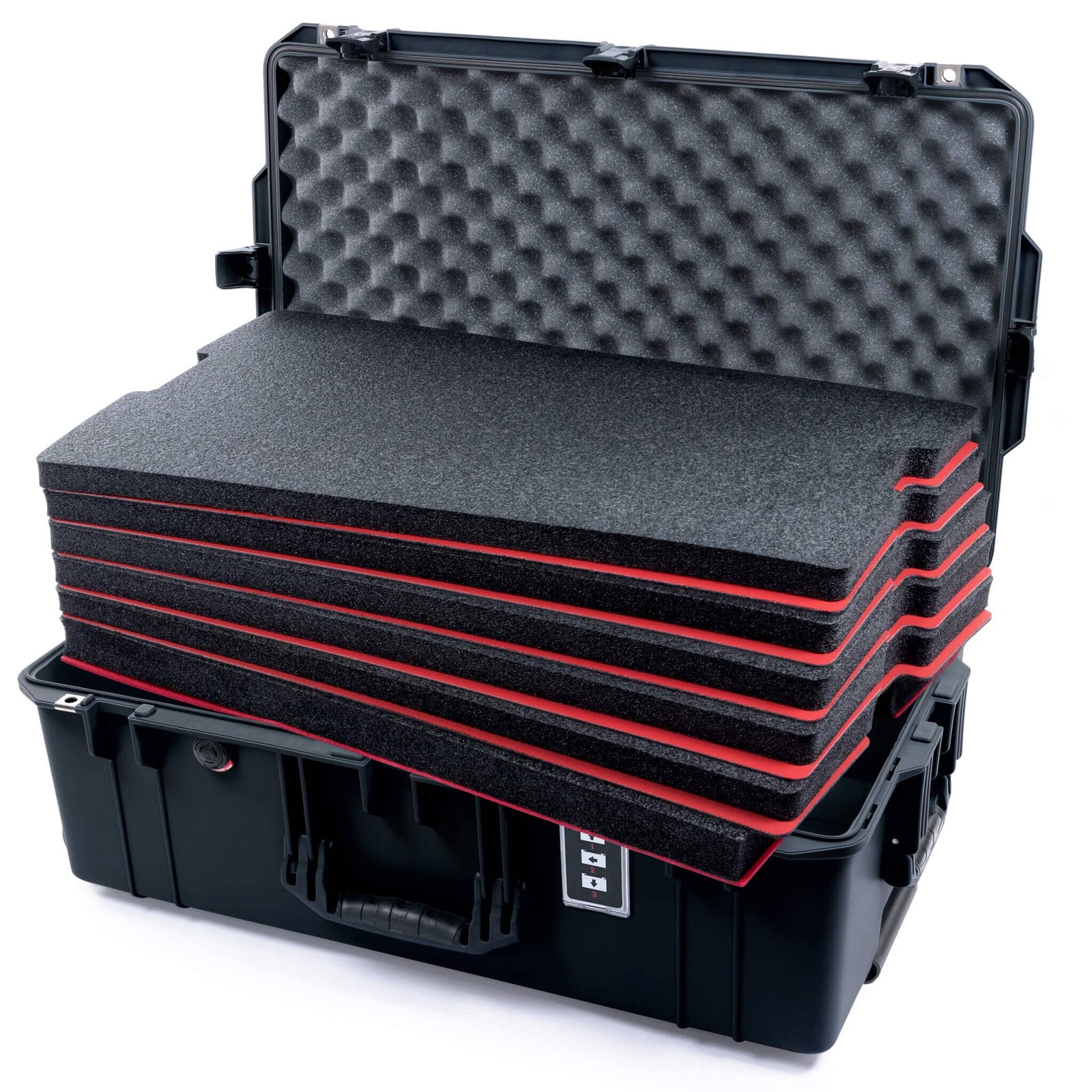 Pelican 1595 Air Case, Black, TSA Locking Latches & Keys Custom Tool Kit (6 Foam Inserts with Convoluted Lid Foam) ColorCase 015950-0060-110-L10