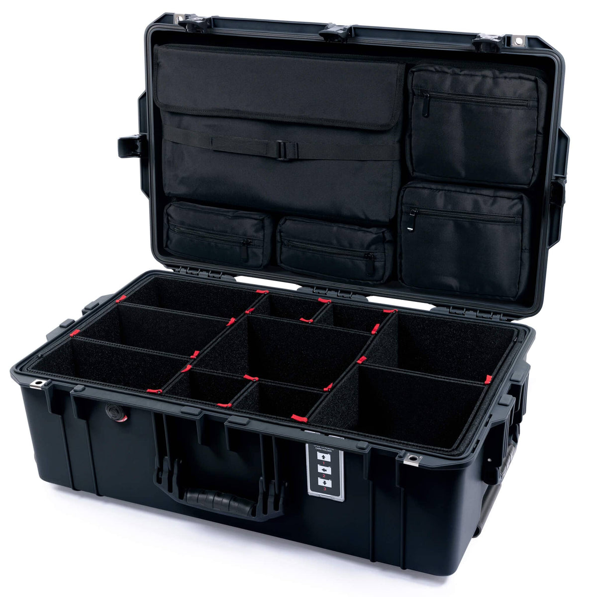 Pelican 1595 Air Case, Black, TSA Locking Latches &amp; Keys TrekPak Divider System with Laptop Computer Lid Pouch ColorCase 015950-0220-110-L10