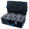 Pelican 1595 Air Case, Black with Blue Handles & Latches Gray Padded Microfiber Dividers with Combo-Pouch Lid Organizer ColorCase 015950-0370-110-121