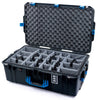 Pelican 1595 Air Case, Black with Blue Handles & Push-Button Latches Gray Padded Microfiber Dividers with Convoluted Lid Foam ColorCase 015950-0070-110-121