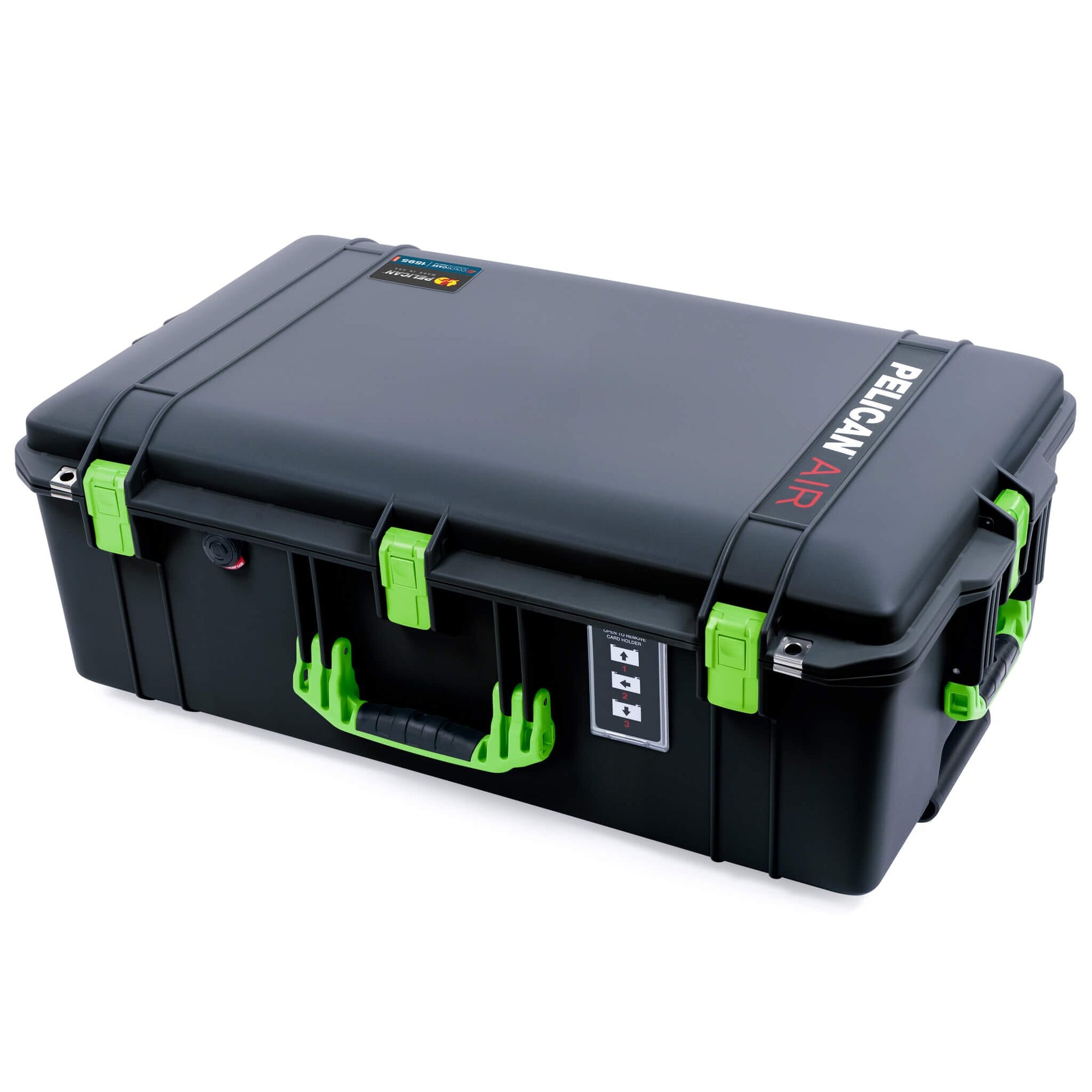 Pelican 1595 Air Case, Black with Lime Green Handles & Latches ColorCase 