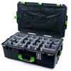 Pelican 1595 Air Case, Black with Lime Green Handles & Latches Gray Padded Microfiber Dividers with Combo-Pouch Lid Organizer ColorCase 015950-0370-110-301