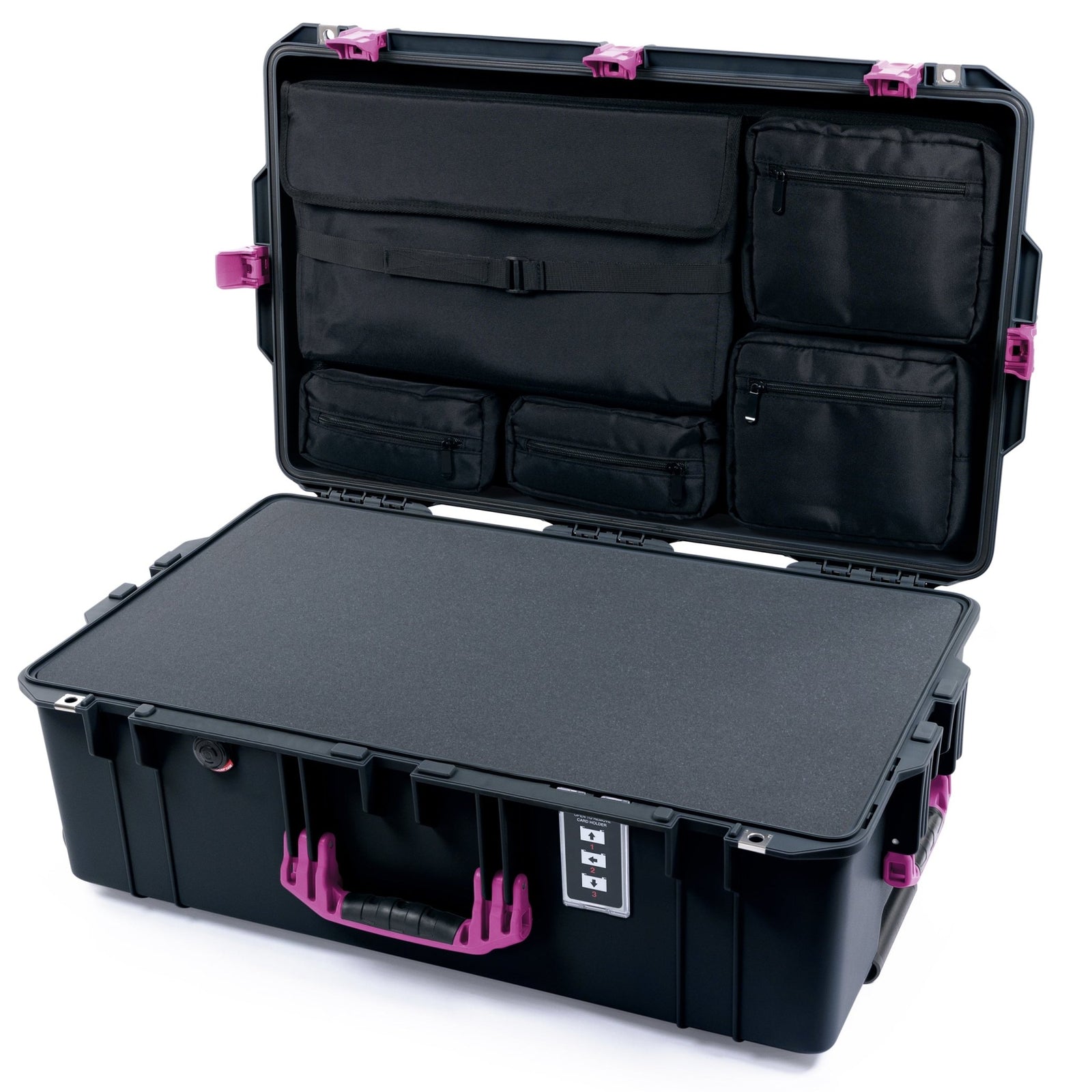 Pelican 1595 Air Case - Black & Magenta - Pick & Pluck Foam / Computer Lid Pouch