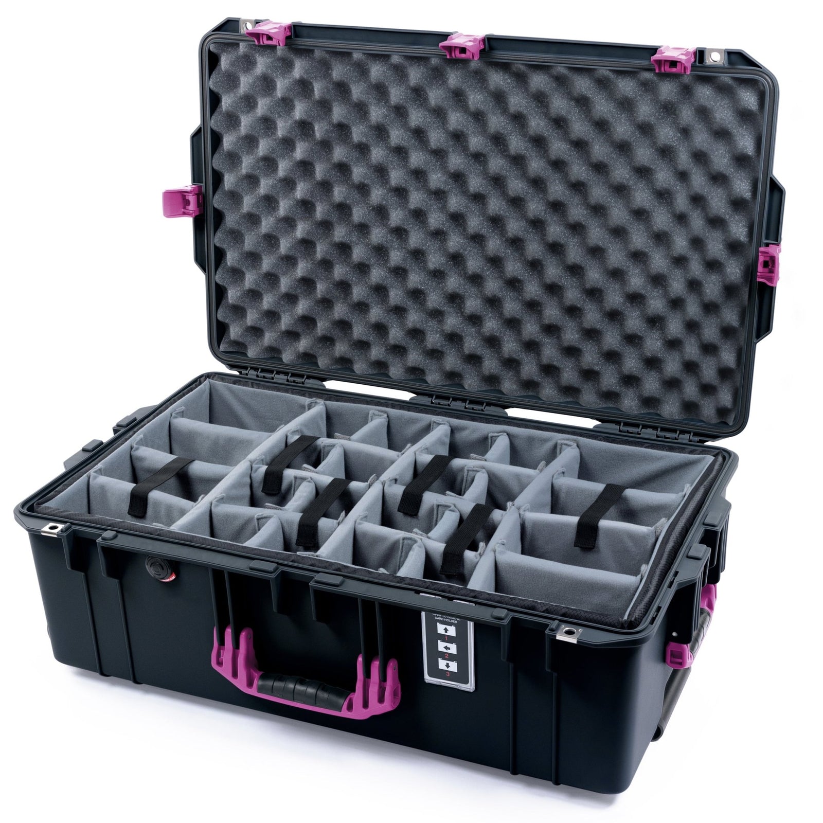 Pelican 1595 Air Case - Black & Magenta - Padded Microfiber Dividers / Convoluted Lid Foam