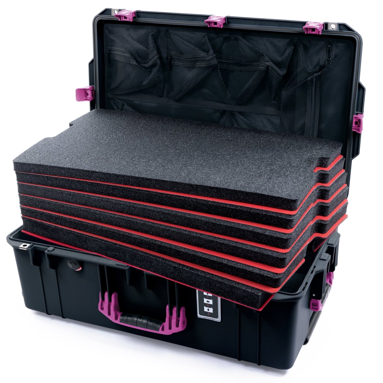 Pelican 1595 Air Case - Black & Magenta - DIY Tool Foam Kit / Lid Organizer