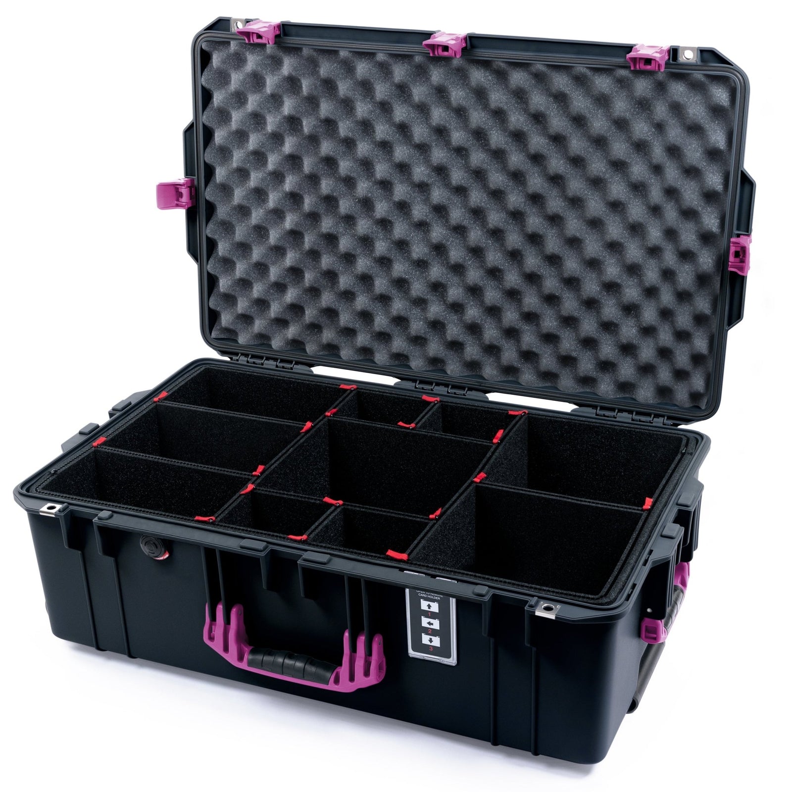 Pelican 1595 Air Case - Black & Magenta - TrekPak Divider System / Lid Foam